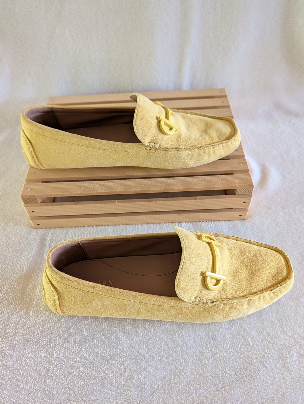 Cole Haan Women’s Yellow Suede Moccasin Loafers - Picture 9 of 10